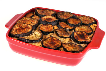 Plat de gratin d'aubergine