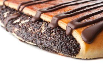 chocolate bun with poppy seed