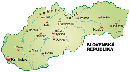 Map of Slovakia in green