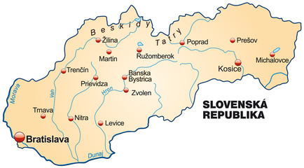Fototapeta na wymiar Mapa Słowacji jako przegląd