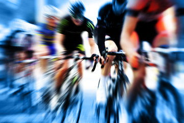 cyclist race blue
