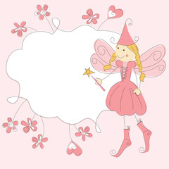 Vector invitacion of a fairy with magic wand