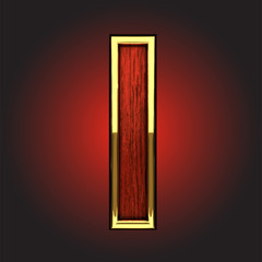 Vector golden figure with red wood