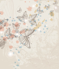 Grunge background with butterfly