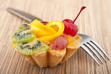 delicious cake with fruit
