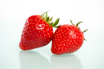 Two fresh Strawberries