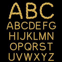 Vector rope font alphabet