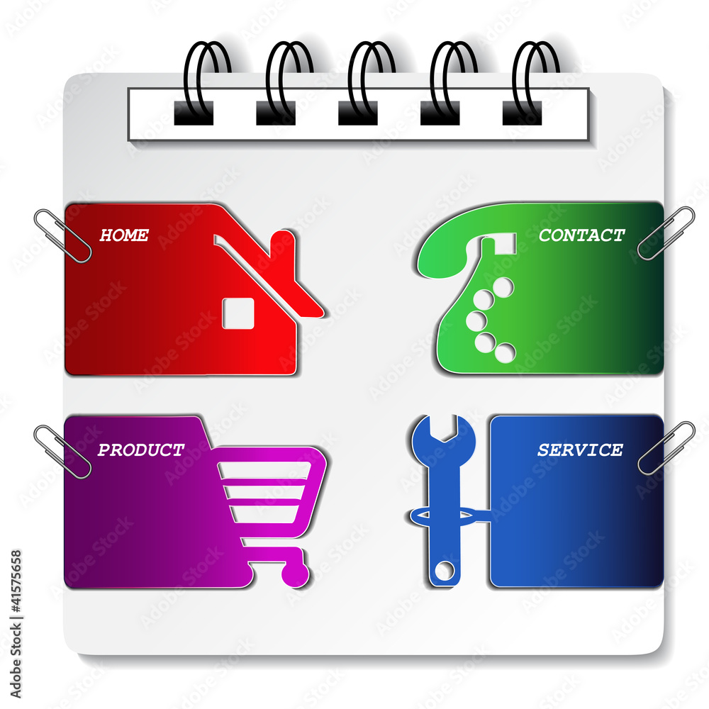 Poster vector menu navigation labels on the notebook