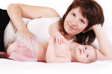 Obraz na płótnie Canvas Mother with infant daughter