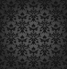 Dark Seamless Flowers/Leafs Damask Pattern