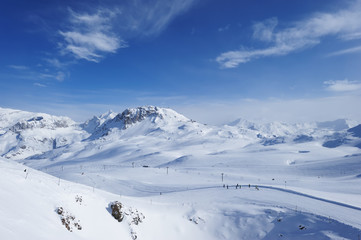 Mountains with snow in winter