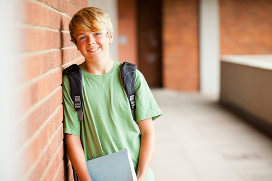 Happy Teen Student In School