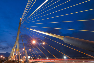 Fototapeta na wymiar Mega sling Bridge,Rama 8, in bangkok Thailand