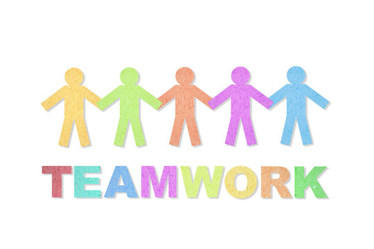 People and teamwork word created from paper