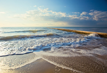 Mediterranean sea in the morning in October.