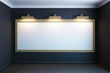 gallery interior with golden frame and lighters(black version)