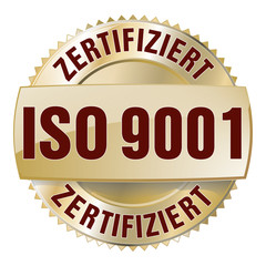 iso 9001 zertifiziert button gold