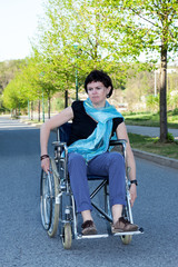 Woman in wheelchair