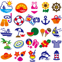 Set of a colorful summer icon