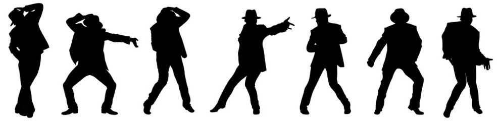 Silhouette of the man, Michael Jackson dancing in style - obrazy, fototapety, plakaty