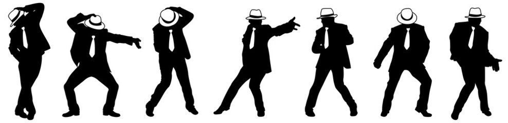 Silhouette of the man in a hat, Michael Jackson dancing in style