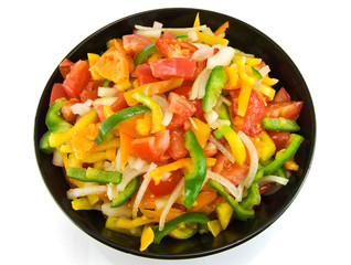 vegetable salad of paprika, tomato and onion