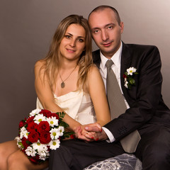 Happy bride and groom