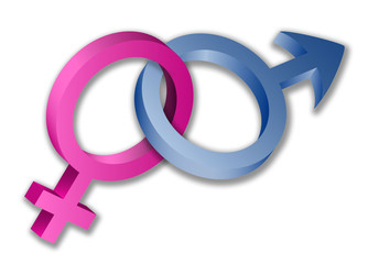 3D female and male sex symbols