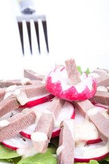 Fresh salad with veal tongue