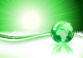 Green background with Earth