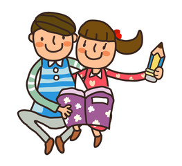 Boy And Girl reading book