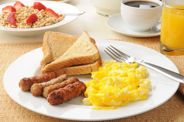Hearty sausage and egg breakfast