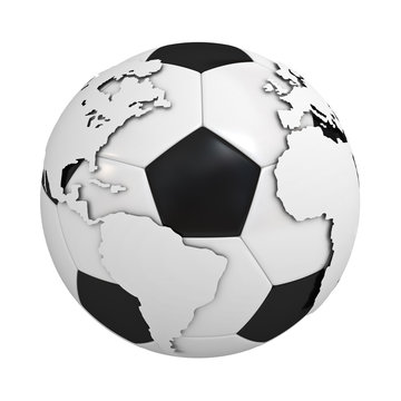 Globe map on soccer ball