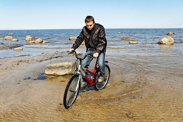 Fototapeta premium Man with bike.