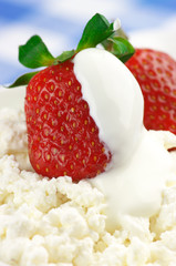 Strawberries on cottage cheese