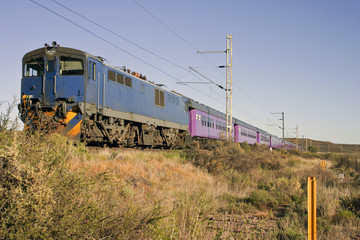 Train in Karoo between Cape Town and Johannesburg South Africa