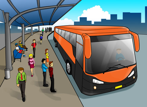 Bus Station Cartoon Images – Browse 3,645 Stock Photos, Vectors, and Video  | Adobe Stock
