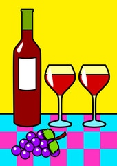 Wine Bootle and Glasses