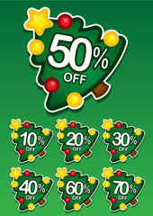 Christmas tree discount vector sticker