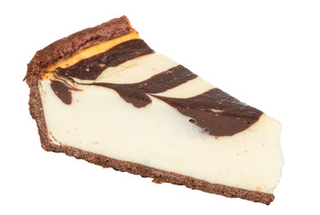 cheesecake with chocolate sauce.