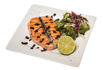 savory fish portion : roasted norwegian salmon fillet garnished