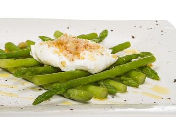 fresh salad with asparagus,eggs and croutons
