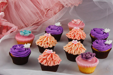 Collection of colourful cupcakes