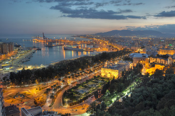 Fototapeta na wymiar Malaga City Lights - Aerial view