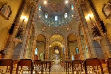 Fototapeta na wymiar Catholic church interior view. Alba, Italy.
