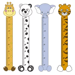 Printed roller blinds Height scale Medidor de pares para niños. Animales salvajes