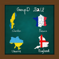 Obraz na płótnie Canvas Hand drawing participating teams of Group D European football on