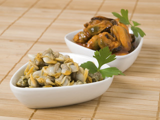 A bowl of cockles and mussels another