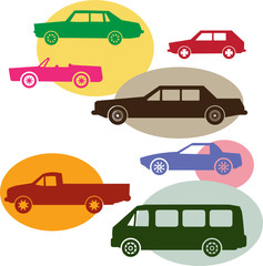 Set of different car symbols, vector illustration