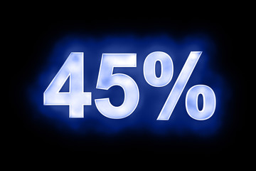45 percent in glowing numerals on blue